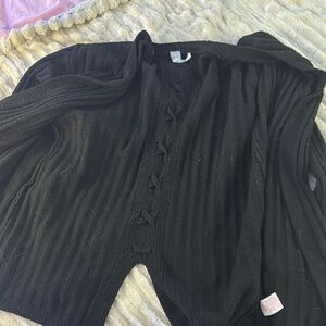 No Boundaries Black Ribbed Cardigan Sweater